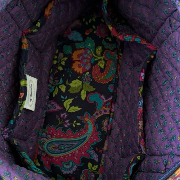 Stephanie Dawn Shoulder Bag Zippered Tote Plum Floral Purse Preppy Boho 14x8x4” - Picture 6 of 10